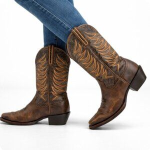 Ariat Womens Cowgirl Western Boots Square Toe Leather Burnished Brown Size 7B US